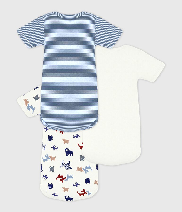 Pack of babies' short sleeved dog print cotton bodies multicolor