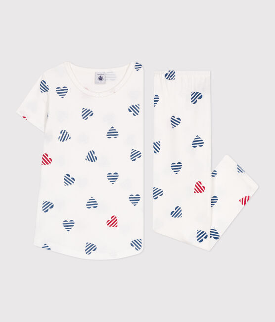 Children's floral cotton pyjamas MARSHMALLOW /SPI /MULTICO