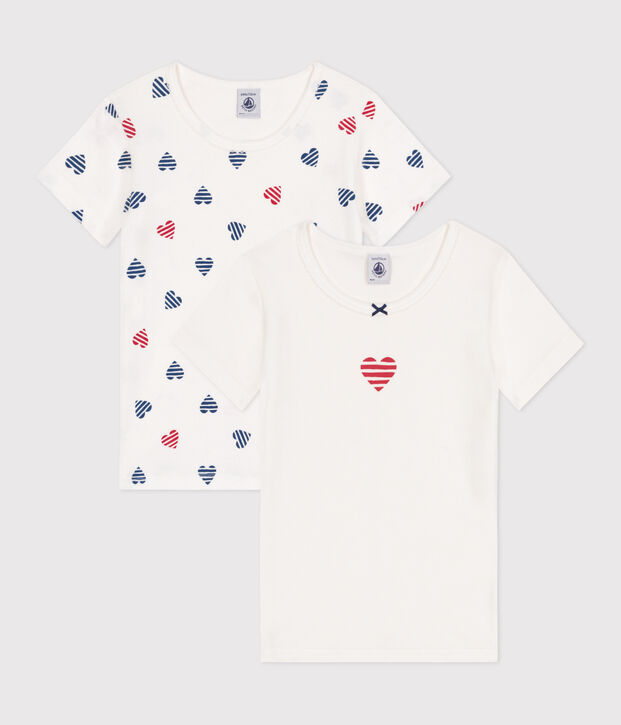 Children's short-sleeved heart pattern cotton T-shirts - 2-pack multicolor