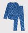 Girls' Snowflake Print Ribbed Pyjamas MAJOR blue/ECUME white