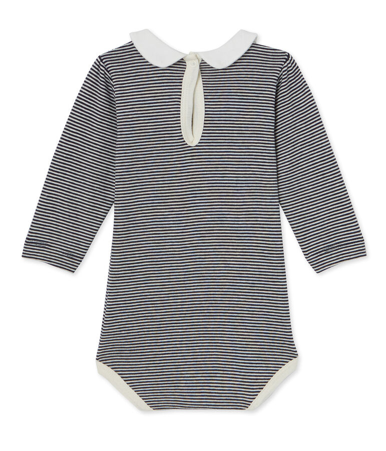 Baby girl's milleraies striped bodysuit blue/white