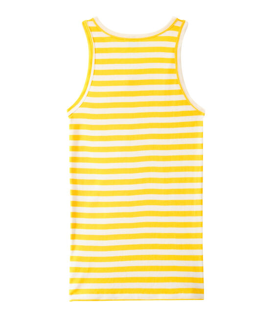 Women's vest top in heritage striped rib SHINE yellow/MARSHMALLOW white