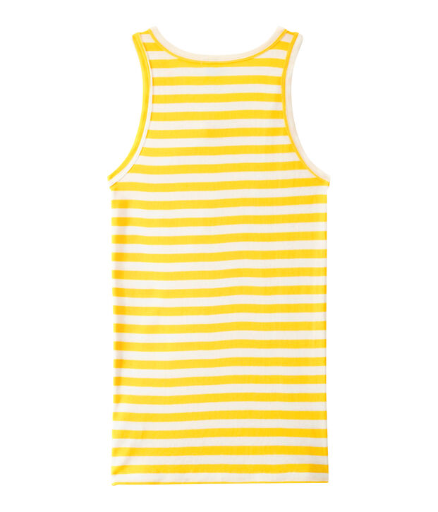 Women's vest top in heritage striped rib yellow/white