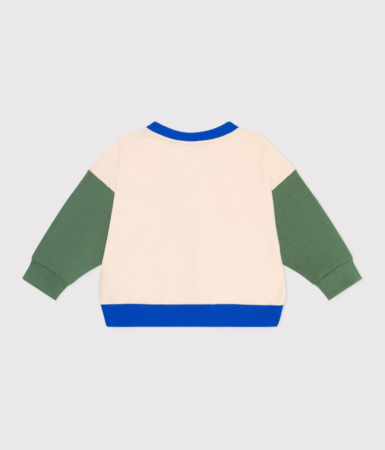 Babies' varsity-style jacket in colourblock cotton Ecru/green
