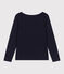 Women's Straight long-sleeved scoop neck T-shirt in slub jersey SMOKING blue
