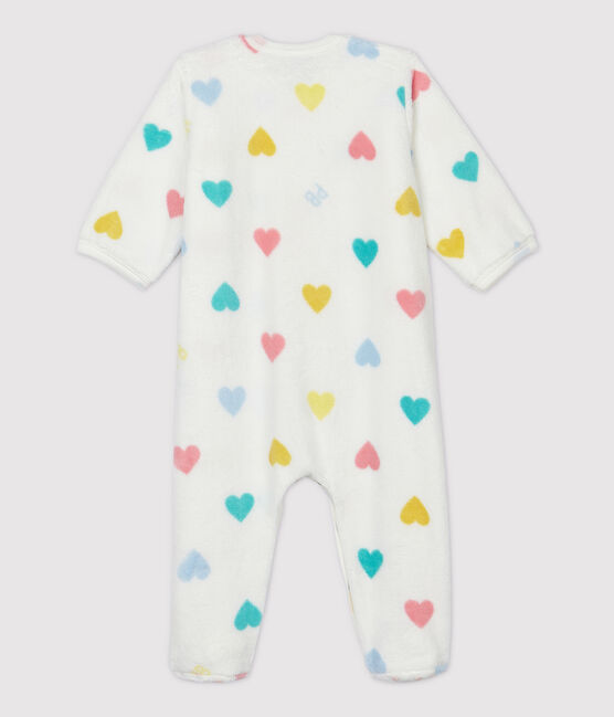 Babies' Heart Patterned Fleece Onesie MARSHMALLOW white/MULTICO white