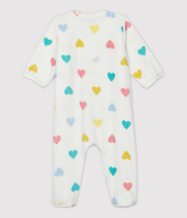 Babies' Heart Patterned Fleece Onesie white/multicolor