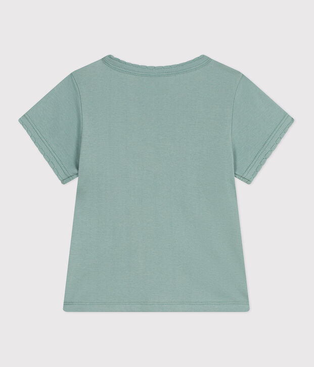 Children's plain short-sleeved cotton T-shirt green