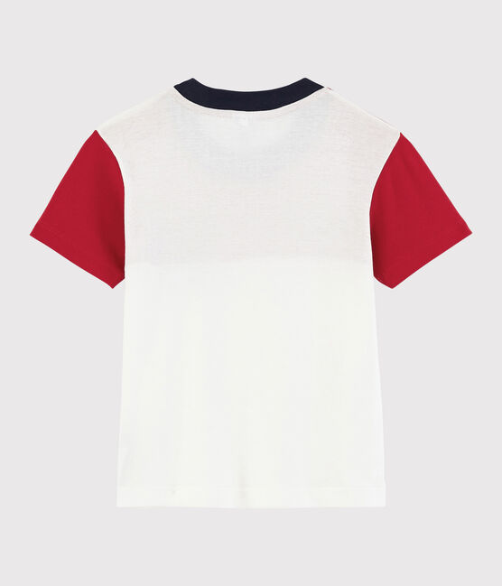 Boys' Short-Sleeved Cotton T-Shirt TERKUIT red/MARSHMALLOW white