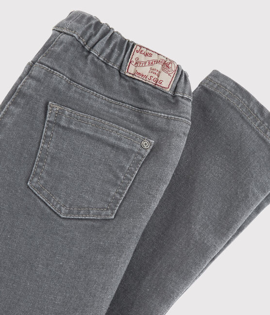 Girls' Denim Slim-Fit Trousers GRIS FONCE grey/DARK GREY