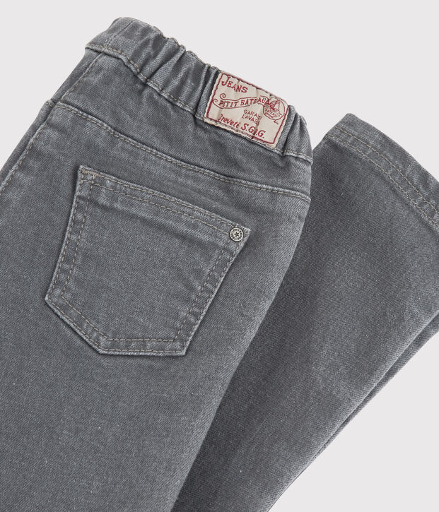 Girls' Denim Slim-Fit Trousers grey/DARK GREY