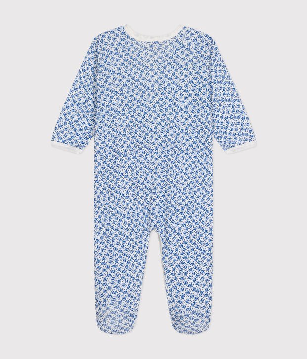 Babies' Floral Print Cotton Pyjamas white/blue
