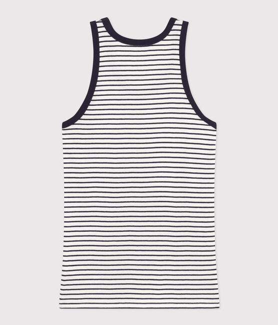 Women's Iconic Striped Cotton Vest Top MARSHMALLOW white/SMOKING blue