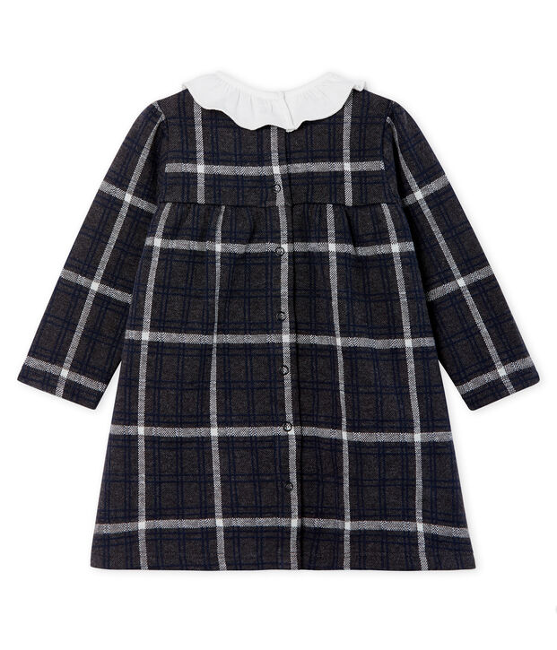 Baby Girls' Long-Sleeved Checked Dress grey/multicolor