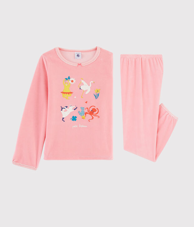 Girls' Pink Animals Yoga Velour Pyjamas pink