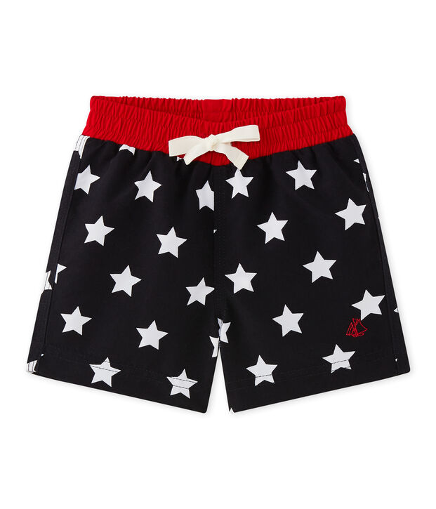 Baby boys' printed beach shorts blue/white