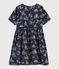 Girls' short-sleeved tube knit dress SMOKING blue/ECUME white