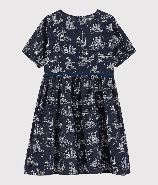 Girls' short-sleeved tube knit dress blue/white