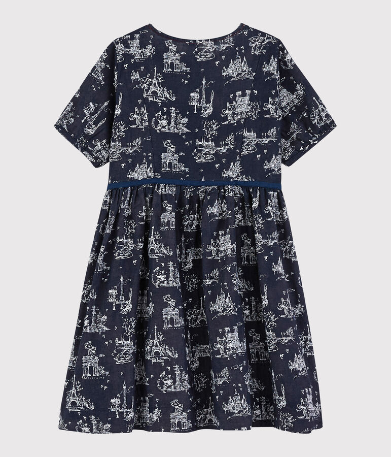 Girls' short-sleeved tube knit dress blue/white