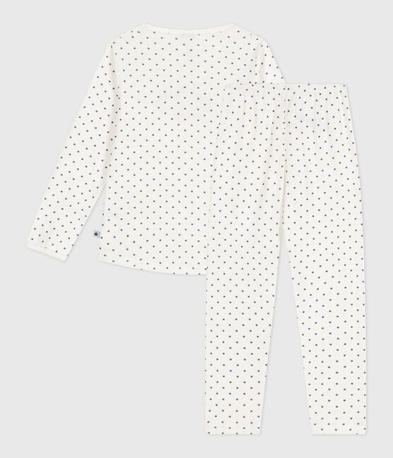 Children's spotty printed cotton pyjamas MARSHMALLOW blue/SOIR