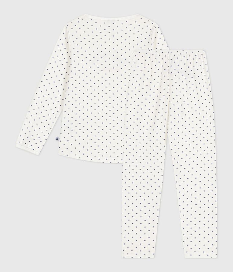 Children's spotty printed cotton pyjamas white/blue