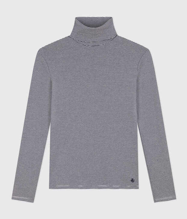 Women's Iconic Cotton Roll Neck T-Shirt blue/white