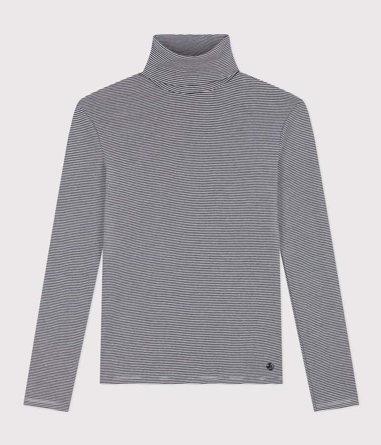 Women's Iconic Cotton Roll Neck T-Shirt blue/white