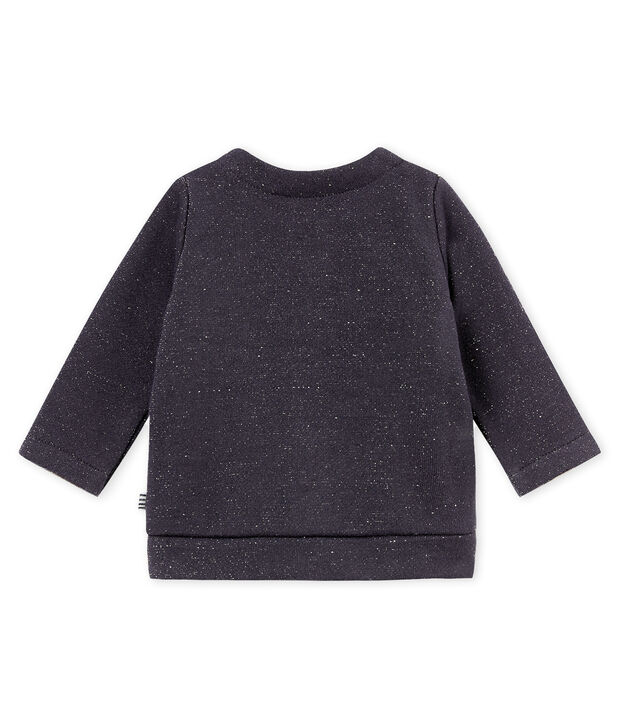 Baby girl's shiny cotton sweatshirt cardigan blue/yellow