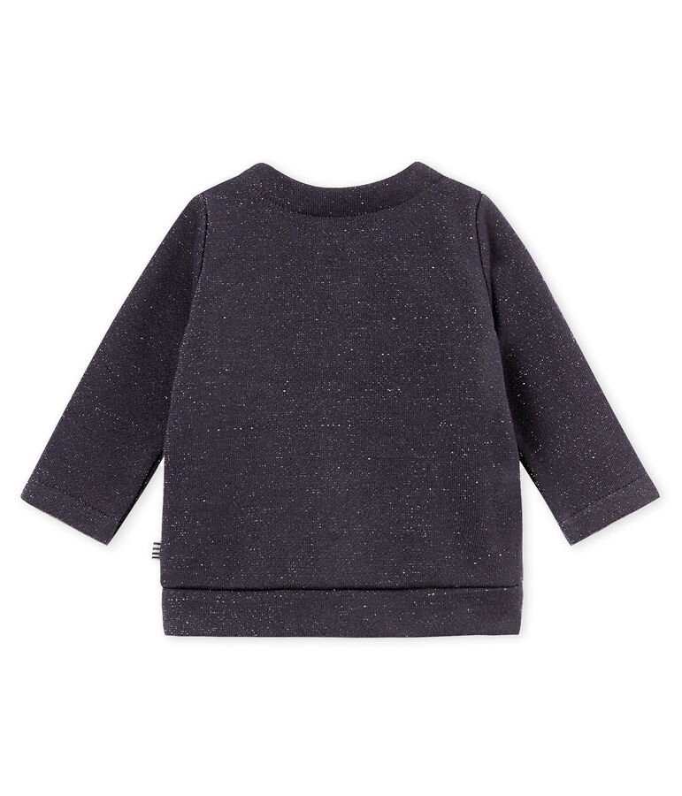 Baby girl's shiny cotton sweatshirt cardigan blue/yellow