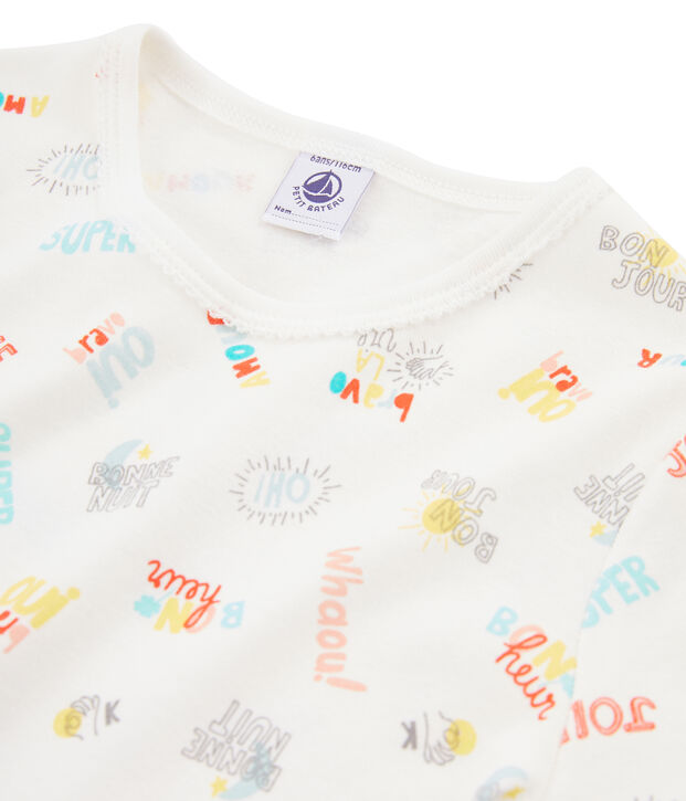 Girls' Ribbed Pyjamas white/multicolor