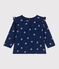 Babies' long sleeved floral print cotton blouse MEDIEVAL blue/MULTICO white