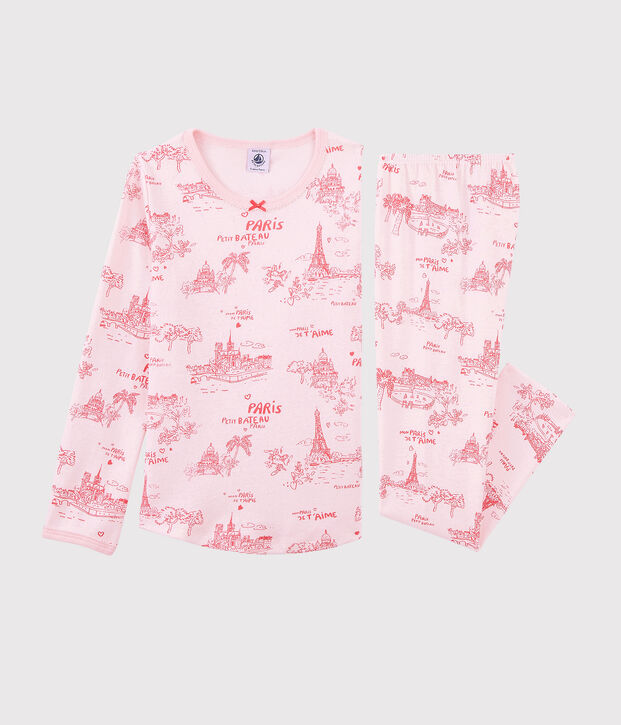 Girls' Toile de Jouy Paris Cotton Pyjamas pink/pink