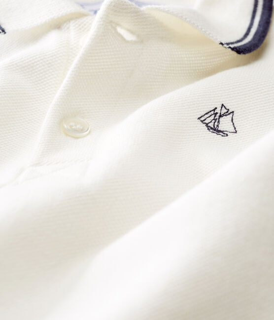 Baby boys' polo shirt Shortie MARSHMALLOW white