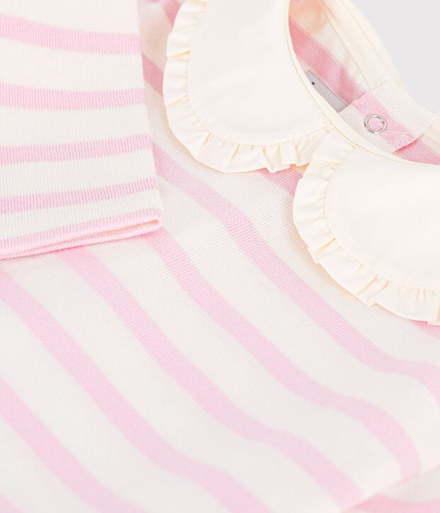 Babies' cotton  Breton top pink/pink
