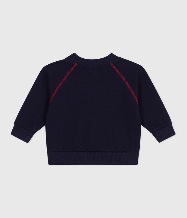 Babies' cardigan in plain cotton with contrasting stitching SOIR