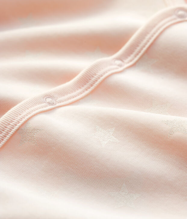 Babies' Velour Sleepsuit pink/white