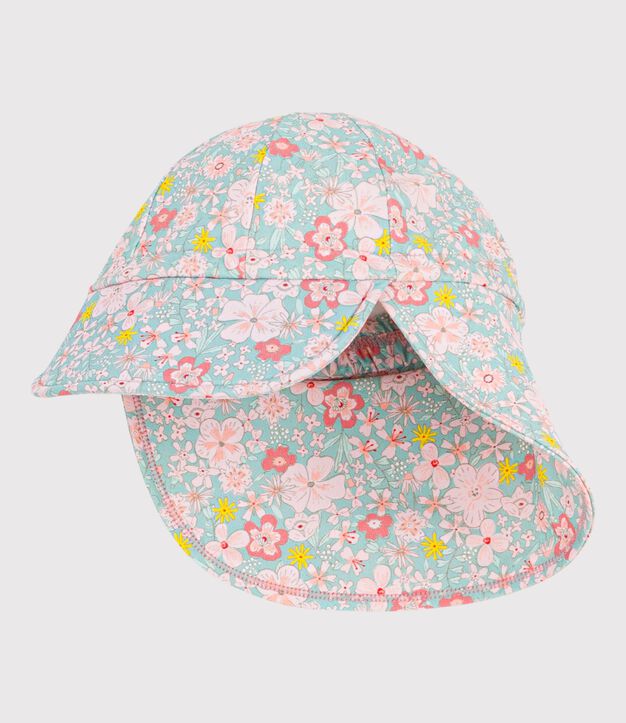 Babies' UV protection cap with a floral print blue/multicolor