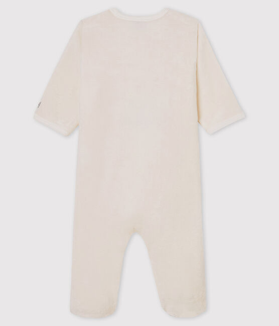 Babies' Bear Patterned Fleece Onesie MARSHMALLOW white