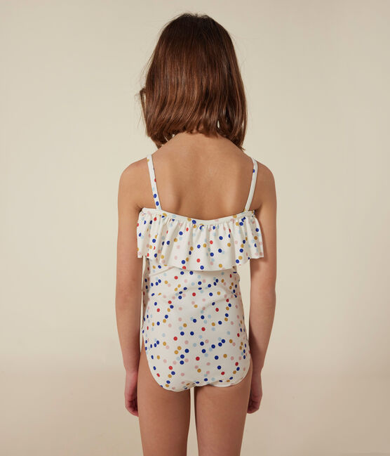 Girls' One-Piece Print Swimsuit MARSHMALLOW white/MULTICO white