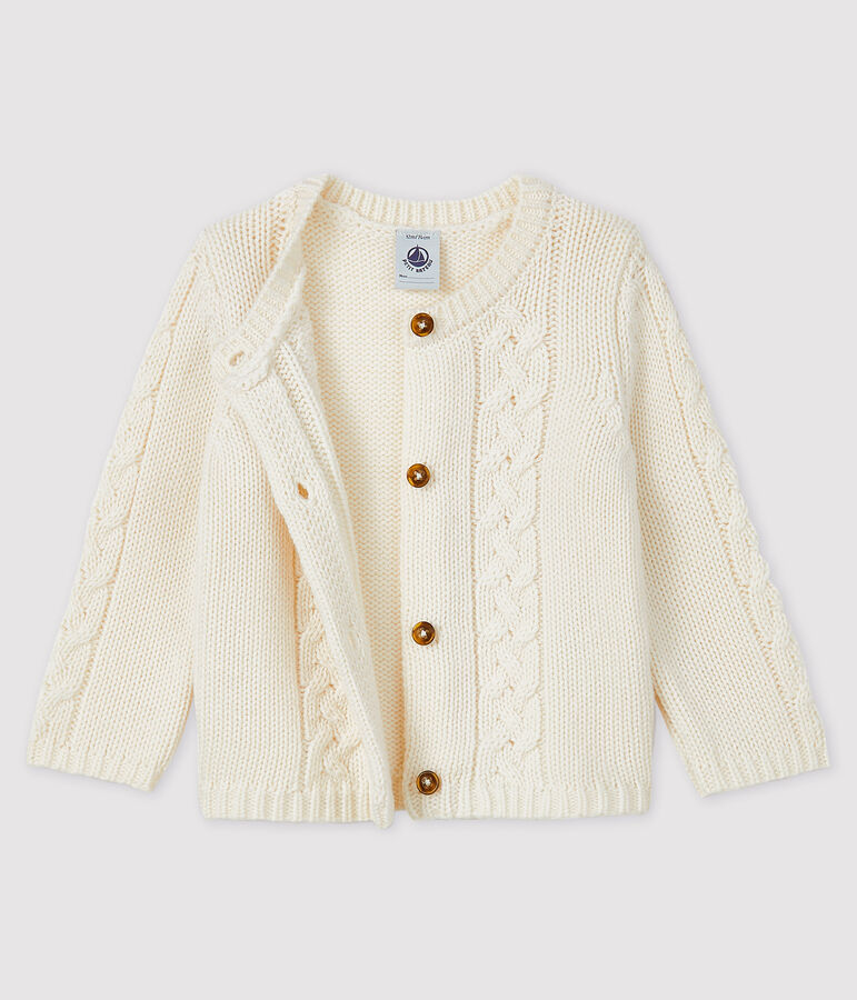 Baby girl's wool and cotton cardigan white
