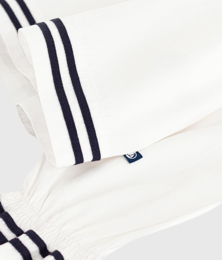 Children's long-sleeved plain cotton poplin blouse white