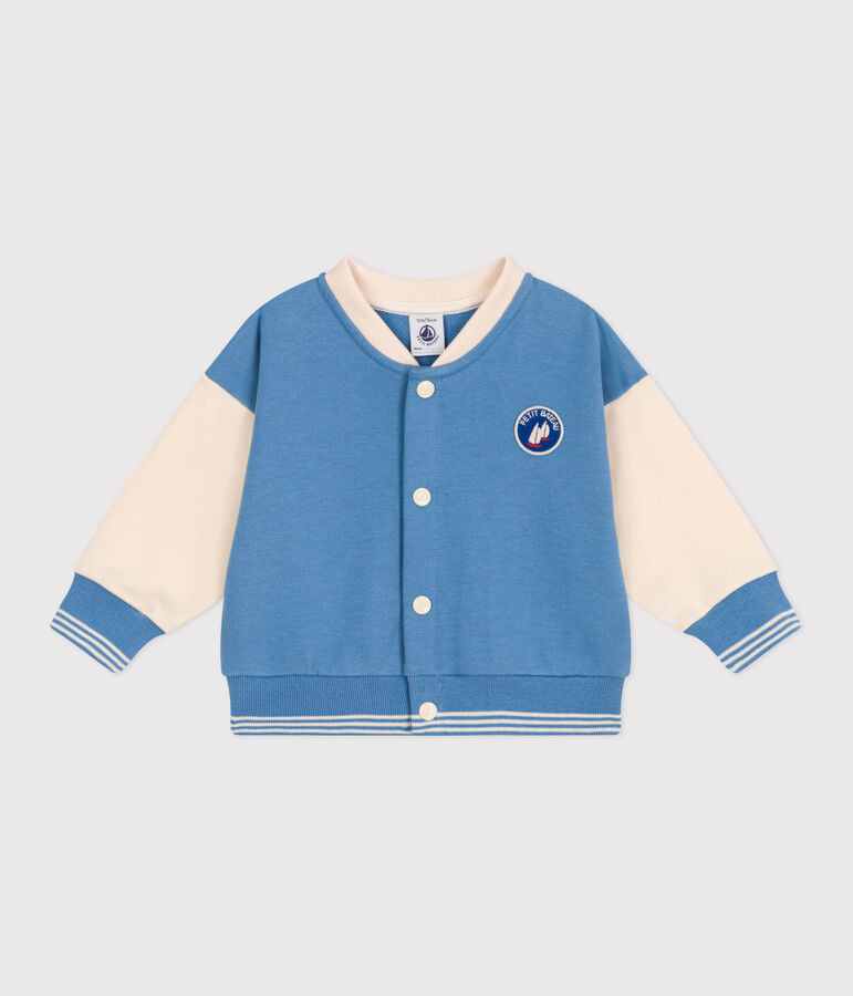 Babies' varsity-style jacket in colourblock cotton ALASKA blue/AVALANCHE