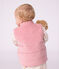 Babies' sleeveless reversible sherpa velour puffer jacket pink/ecru
