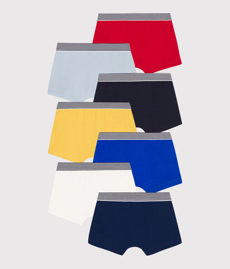 Boys' Plain Cotton Boxer Shorts - Pack of 7 multicolor