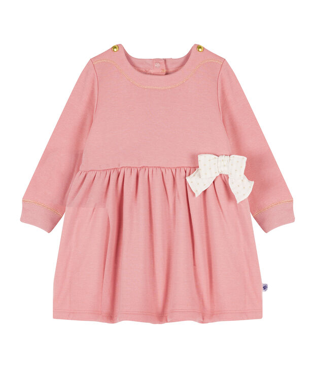 Baby Girls' Long-Sleeved Velour Knit Dress pink