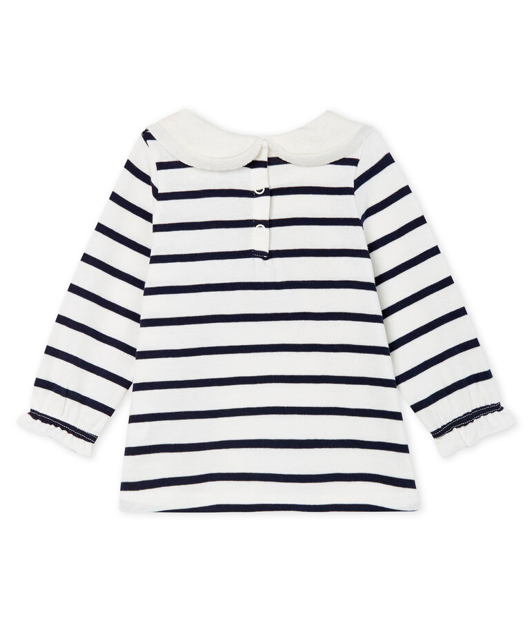 Baby Girls' Long-Sleeved Blouse with Sailor Stripes white/blue
