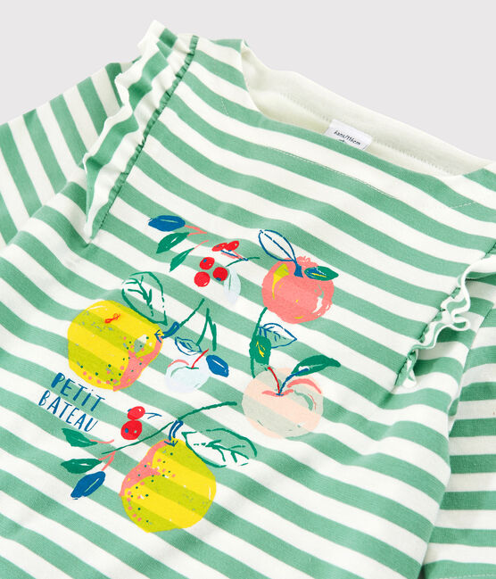 Girls' Short-Sleeved Jersey T-shirt ALOEVERA green/MARSHMALLOW white