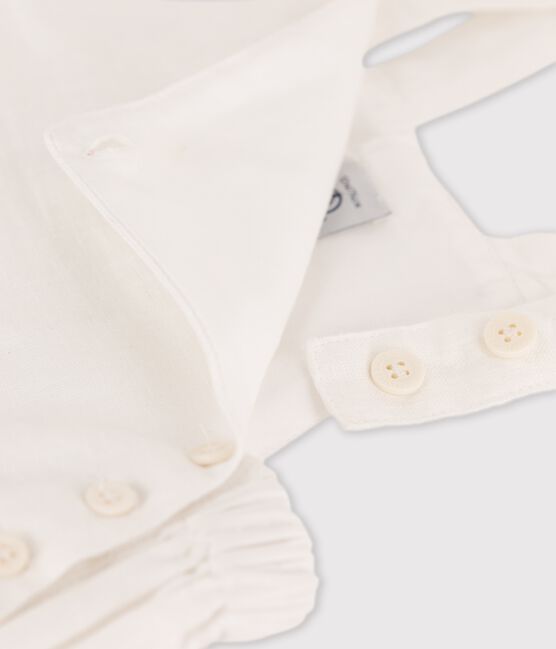 Babies' Linen Dungaree Shorts ECUME white