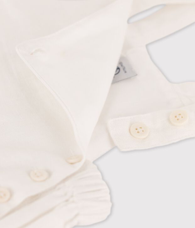 Babies' Linen Dungaree Shorts white