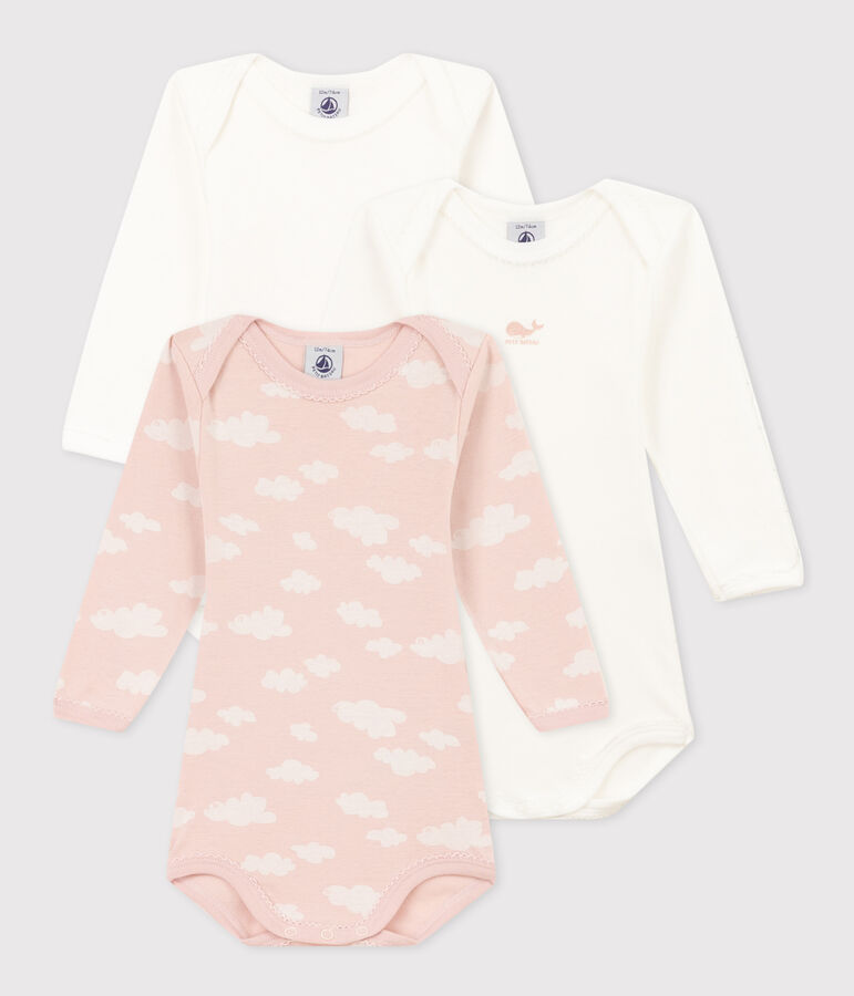 Long-Sleeved Cotton Cloud Themed Bodysuits - 3-Pack multicolor
